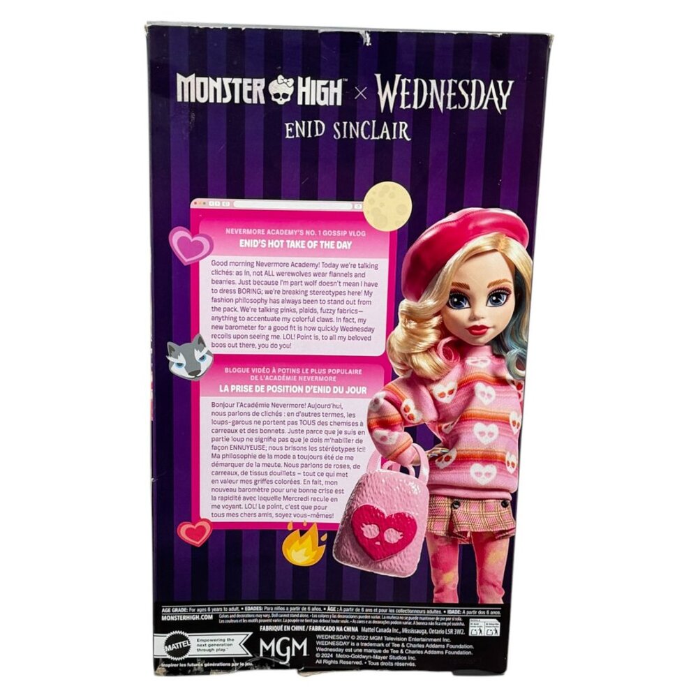 Wednesday Enid Sinclair Fashion Doll Monster High Mattel New - Picture 2 of 8